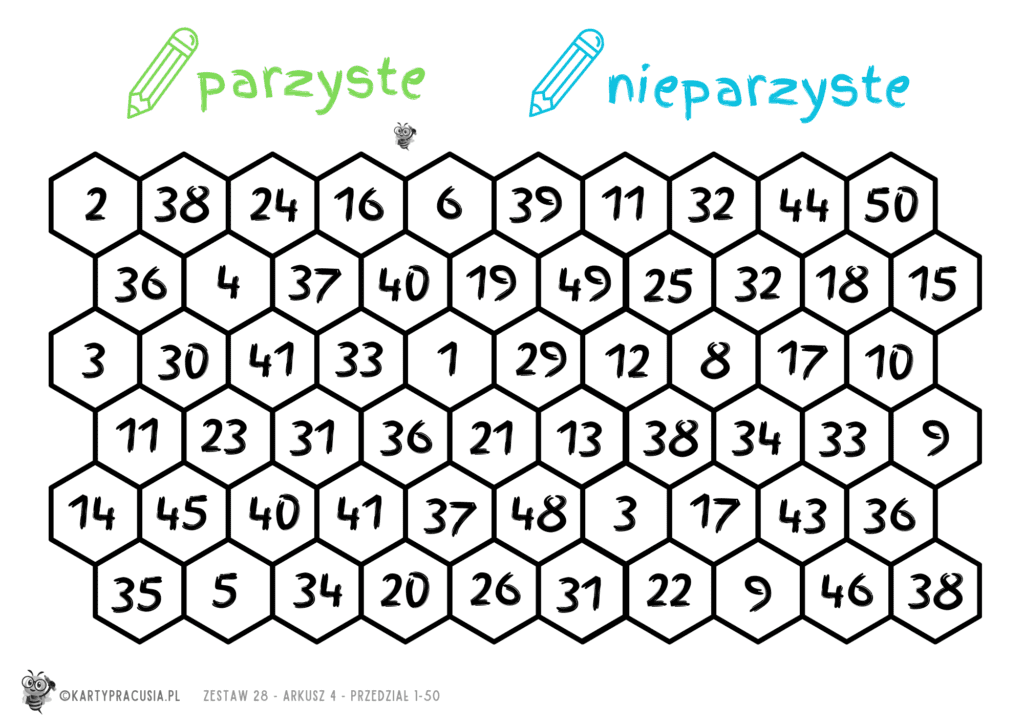 Karty pracy -28- Liczby parzyste i nieparzyste